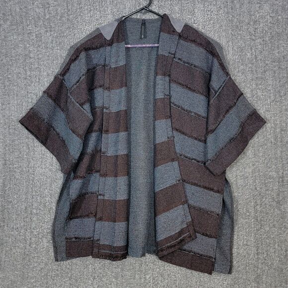 IC by Connie K Jacket Womens S Brown Striped Asymmetrical Open Front Cardigan - Picture 1 of 11